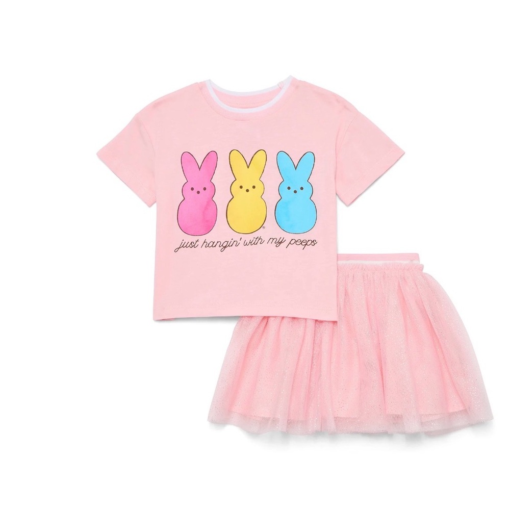 Easter Peeps Toddler Girls Graphic Tee and Tutu Skirt Set, 2-Piece, Sizes 12M-5T